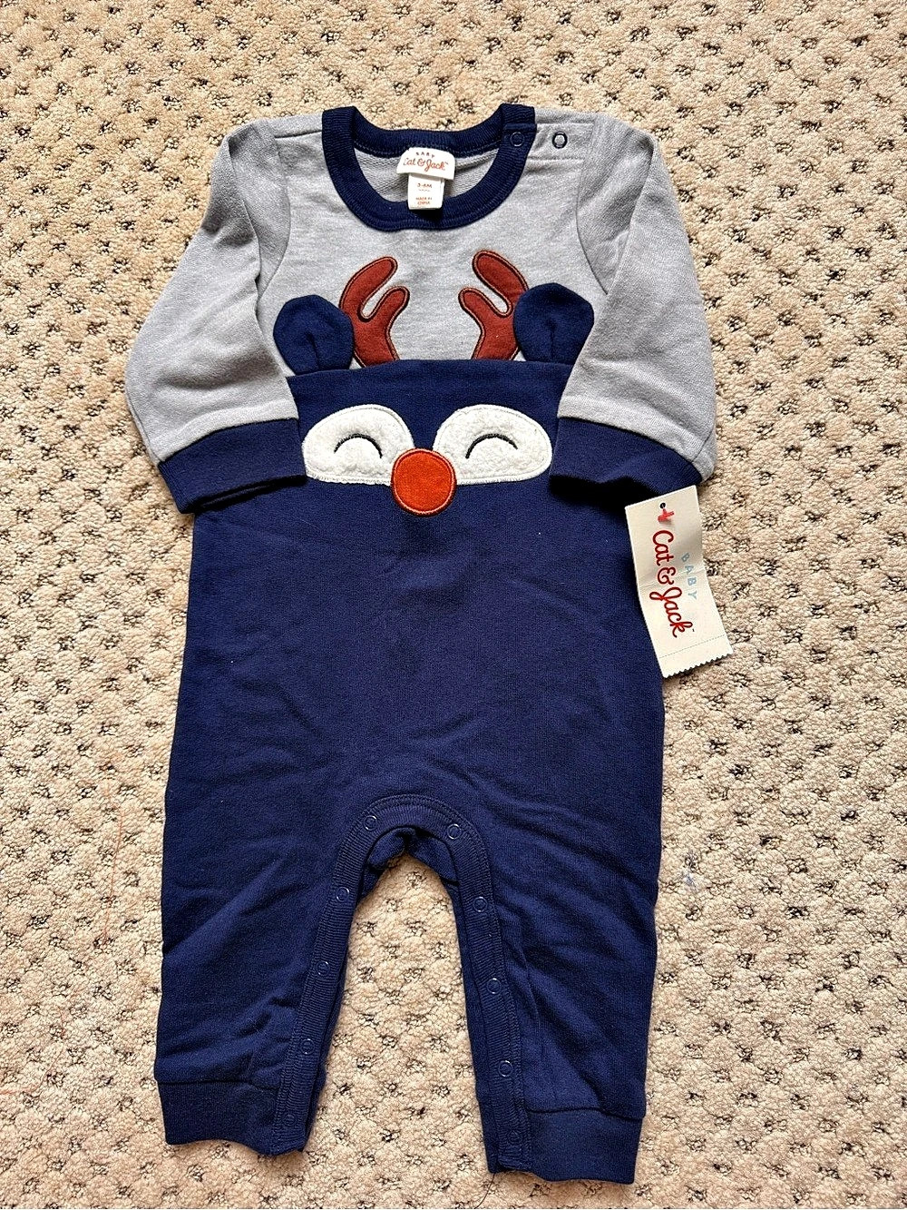 Cat & Jack Baby Reindeer Romper Baby 3-6 month